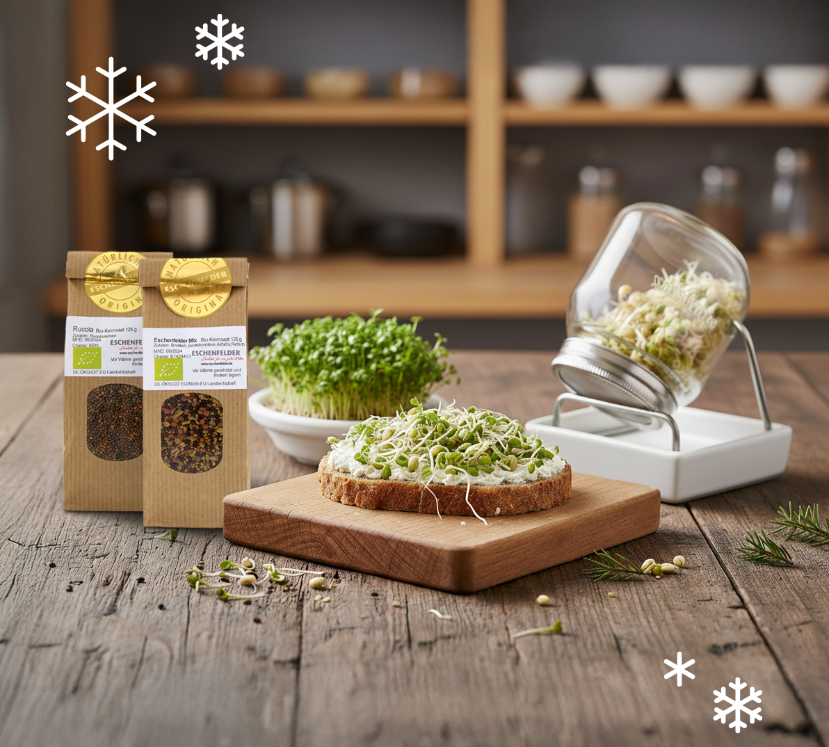 ANGEBOT: Sprossen-Starterset: System I 750 ml, Kressesieb 12 cm mit zwei Bio-Keimsaaten