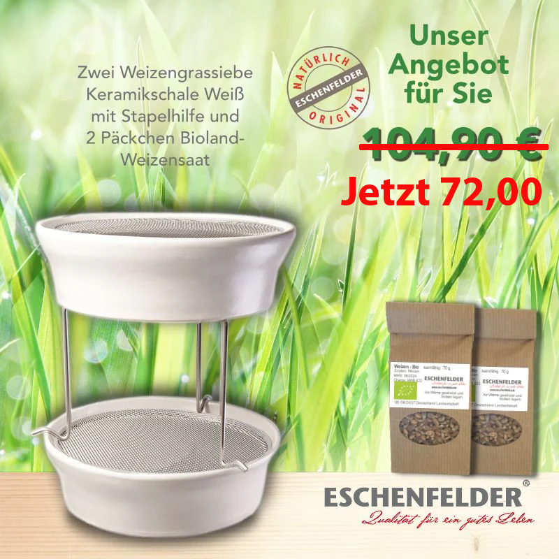 ANGEBOT: Zwei Weizengrassiebe Antikweiß mit Stapelhilfe